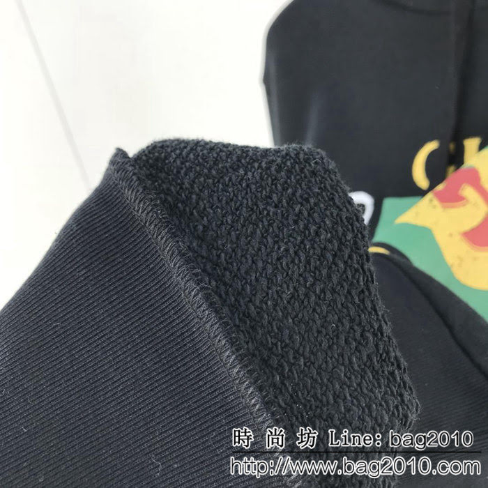 GUCCI古馳 18FW秋冬新款 OS版型 厚毛圈帽衫 做舊雙環G圖案 手工領口破壞 最高版本情侶款 ydi2294